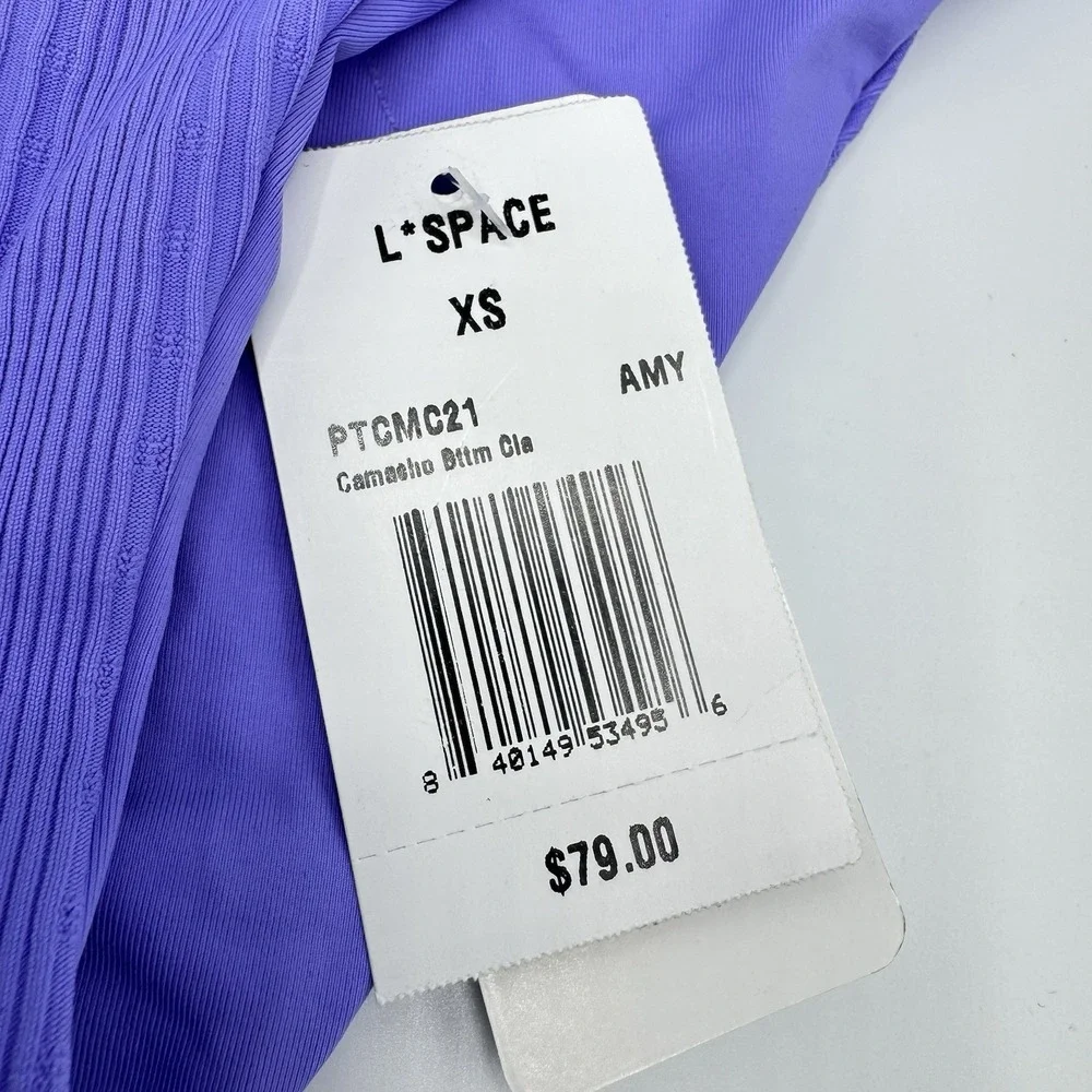 L*Space Camacho Classic Bikini Bottom XS Amethyst Ribbed Lavender NWT PTCMC21